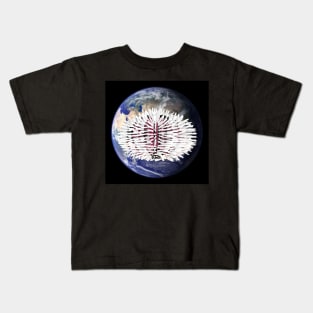 White sea urchin on planet earth Kids T-Shirt